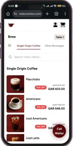 Category promotion shown in the Restaurant OS customer app