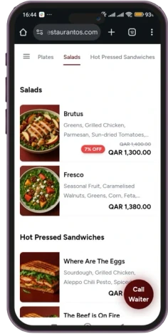 Item promotion shown in the Restaurant OS customer app
